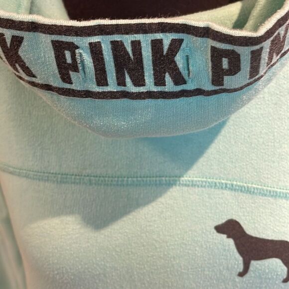 PINK Victoria’s Secret mint logo cowl neck sweatshirt. Small. - Picture 3 of 6